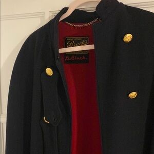 Vintage 40s Bruck's Nurses Cape Wool Coat One Size Navy & Red Gold Buttons
